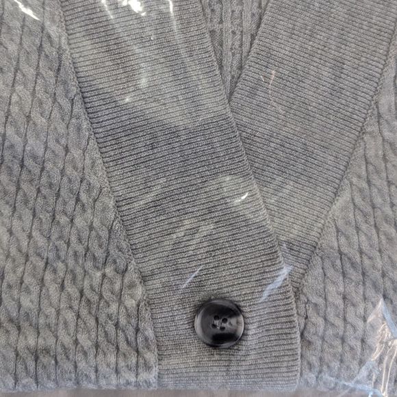 WeWoreWhat Varsity Schoolgirl V-neck Cable Cardigan Sz M/L NWT Heather‎ Gray - Picture 14 of 15